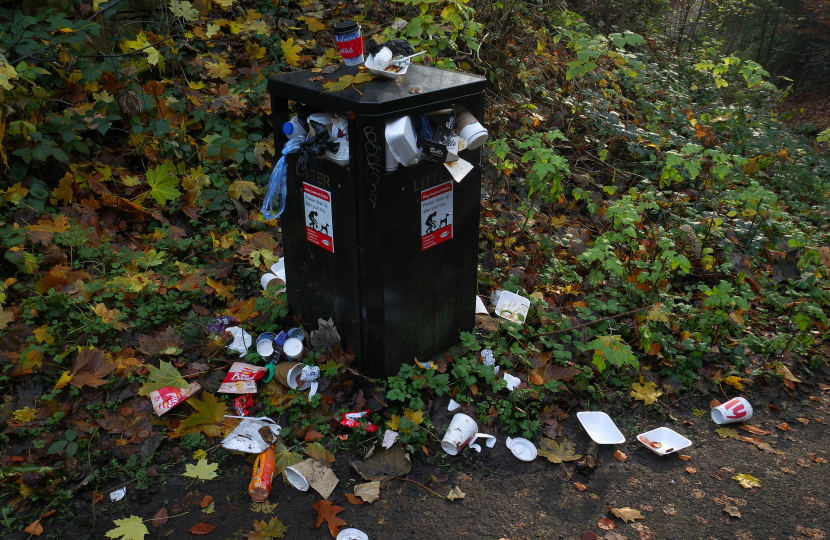 litter, bin overflowing 